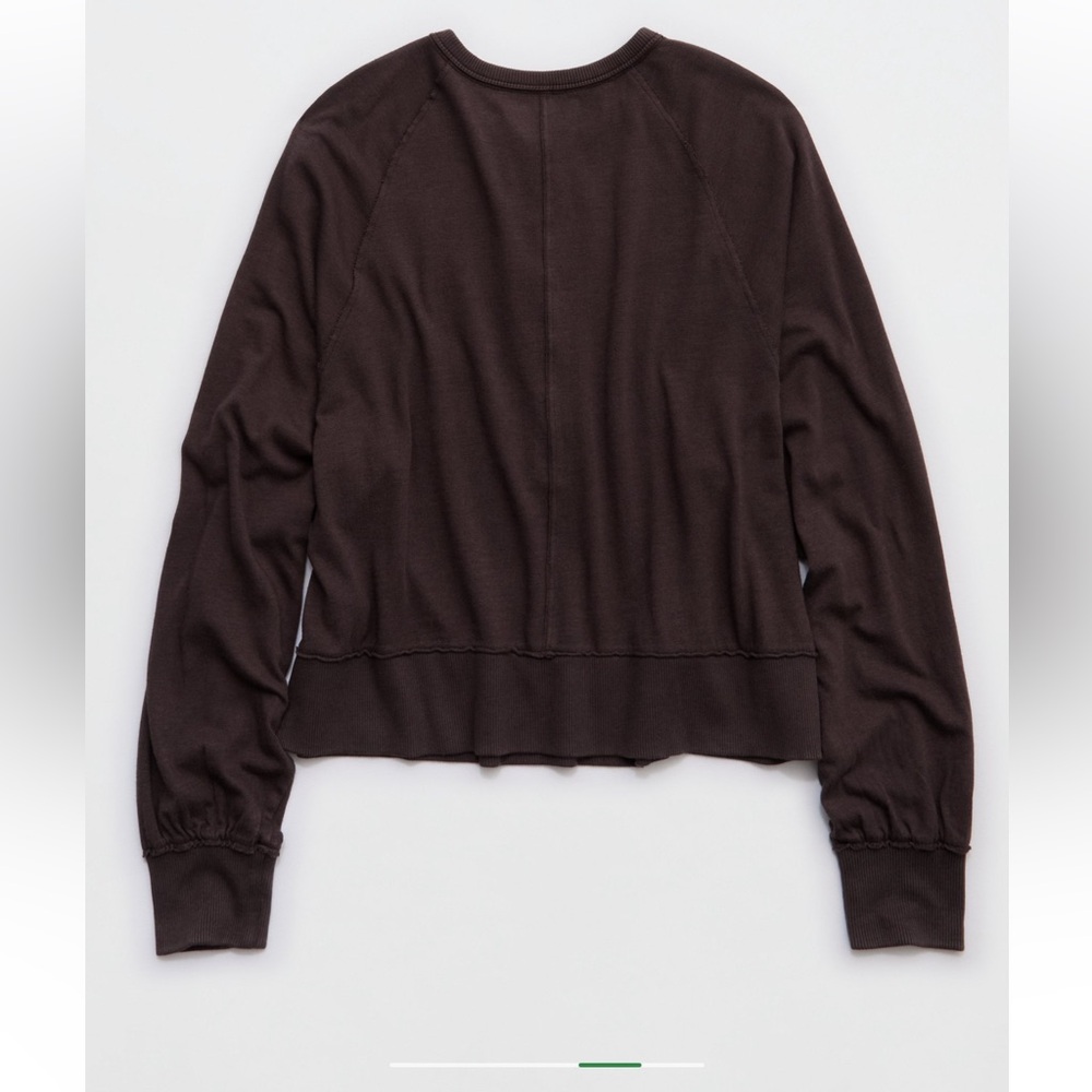 Aerie Brown henley, long sleeve Button-Up Top NWT - Picture 5 of 7